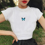 cotton Butterfly Shirt Crop Top