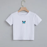 white Butterfly Shirt Crop Top