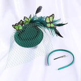 green monarch butterfly fascinator hat for women