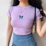 Butterfly print Shirt Crop Top