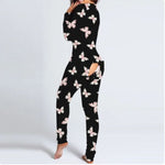 black Jumpsuit with Butterfly Print