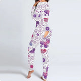 purple Jumpsuit with Butterfly Print