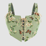 Green Butterfly cotton Corset Top