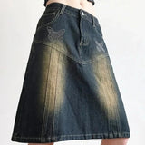 y2k butterfly denim skirt