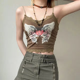 Brown Butterfly Crop Top cool