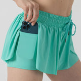 nylon green girls athletic butterfly shorts