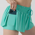 green flowy butterfly shorts for girls
