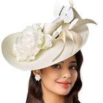 beige butterfly fascinator hat