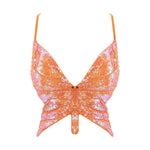 orange Sparkly Butterfly Crop Top