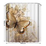 Brown Butterfly Shower Curtain Set