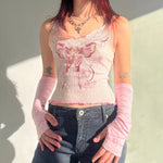 Pink Butterfly Crop Top