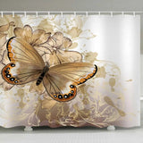 cute Brown Butterfly Shower Curtain Set