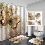 Brown Butterfly Shower Curtain Set