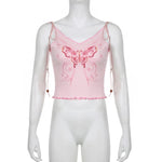 Blush Pink Butterfly cheap Crop Top Womens