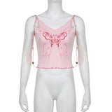 Blush Pink Butterfly cheap Crop Top Womens