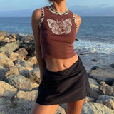 sleeveless Butterfly Crop Top for Women