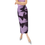 slim fit purple butterfly skirt