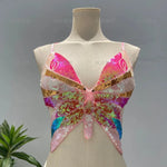 Butterfly PINK Crop Top Sequin