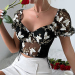 Black Butterfly embroidered Corset Top