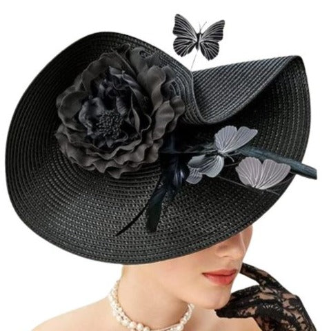 black butterfly fascinator hat