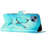 blue butterfly phone case wallet flip