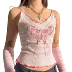 Blush Pink Butterfly Crop Top Womens