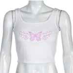 summer Butterfly Embroidery Crop Top