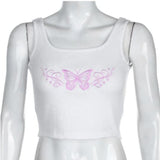 summer Butterfly Embroidery Crop Top