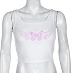 cheap Butterfly Embroidery Crop Top