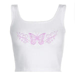 spring Butterfly Embroidery Crop Top