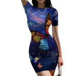 darkblue butterfly tight dress