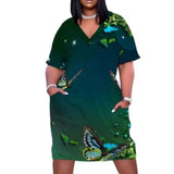 darkgreen butterfly dress