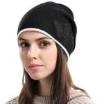 delicate black butterfly beanie hat