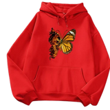 double face butterfly red pullover