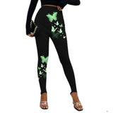 green butterfly leggings