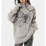 grey butterfly sweater zipper