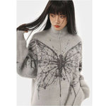 grey butterfly polyester sweater 