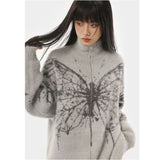 grey butterfly polyester sweater 