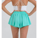 y2k light green flowy butterfly shorts