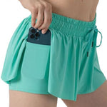 light green flowy butterfly shorts