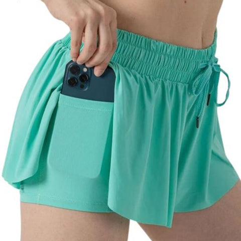 light green flowy butterfly shorts