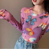 fashionable Mesh Butterfly Top