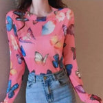 Mesh Butterfly printed Top