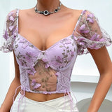 cute Purple Butterfly Corset Top