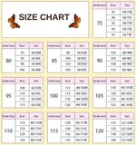 size chart for Green Butterfly Bra