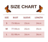 size chart for butterfly-embellished tank top