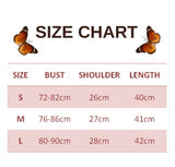 size chart for Butterfly Embroidery Crop Top