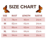size chart for Butterfly Shirt Crop Top