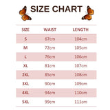 size chart for colorful butterfly wide leg pants