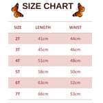 size chart for dark blue butterfly leggings